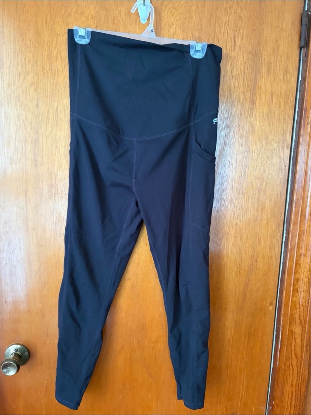Fabletics Black High-Waist Maternity Support Leggings with Side Pocket